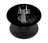 Guitare Squelette Main Rock on Rock Band Notes de Musique PopSockets PopGrip Adhésif