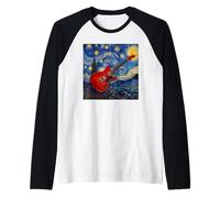 Guitare Style Van Gogh Rouge Nuit étoilée Artistique Manche Raglan