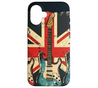 Guitare Vintage Britannique Jack Union Flag Rock Guitarist Coque pour iPhone 16