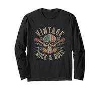 Guitare Vintage Rock and Roll Drapeau Américain Drapeau Vintage Rock and Roll Manche Longue