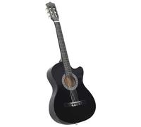 Guitare western 38" à pan coupé noir - Guitare acoustique à 6 cordes pour débutants et confirmés, parfaite pour les concerts et l'exercice