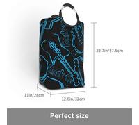 Guitares rock,Panier à linge pliable, grand bac de rangement résistant avec poignées, 50 L