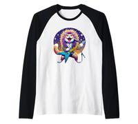 Guitariste Chat 80s Hair Glam Heavy Metal Rock Musicien Manche Raglan