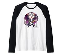 Guitariste Chat 80s Hair Glam Heavy Metal Rock Musicien Manche Raglan
