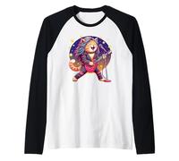 Guitariste Chat 80s Hair Glam Heavy Metal Rock Musicien Manche Raglan