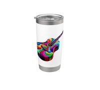 Guitariste De Guitare Acoustique Pop Art Coloré Guitaristes Gobelet isotherme en acier inoxydable double paroi