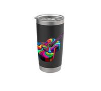 Guitariste De Guitare Acoustique Pop Art Coloré Guitaristes Gobelet isotherme en acier inoxydable double paroi