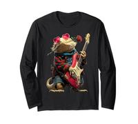 Guitariste Dragon Barbu Jouant de la Guitare Rose Saint-Valentin Manche Longue