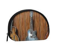 Guitars Art Mini sac de rangement portable en polyester imprimé en forme de coquillage pour pièces de monnaie, Noir , Taille unique