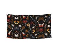 Guitars Printing Holloween Bannière festive, panneau pour célébrations, facile à accrocher avec des cordes, 1 paquet