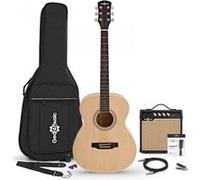 Guitrare Électro-Acoustique d'Étude Natural, Ampli Acoustique 15 W et Accessoires