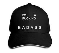 GUIZAZYY Custom Bad Ass Adjustable Sandwich Hunting Peak Hat & Cap Black