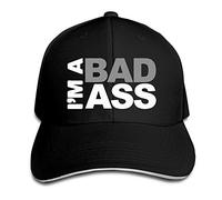 GUIZAZYY Custom Bad Ass Adjustable Sandwich Hunting Peak Hat & Cap Black