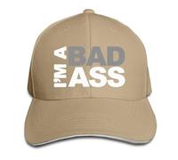 GUIZAZYY Custom Bad Ass Adjustable Sandwich Hunting Peak Hat & Cap Natural