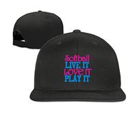 GUIZAZYY Custom Softball Live It Love It Play It Adjustable Baseball Hat & Cap Black