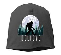 GUIZAZYY Daily Beanie Hat Belive Bigfoot Moon Male Warm Winter Cuff Watch Cap Soft Black