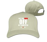 GUIZAZYY Get The Fuck Off My Computer(Youâ€TMre Not Sneaky) Adjustable Hunting Peak Hat Cap Natural