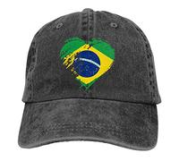 GUIZAZYY Grungy I Love Brazil Heart Flag Cute Adjustable Baseball Cap for Men&Women 100% Cotton Black