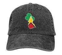 GUIZAZYY Guyana National Flag and Map Cute Adjustable Hat for Men Women 100% Cotton Black