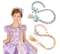GUIZIYAO Bandeau Tressé Raiponce, Princesse Perruque Enfant Fille, Perruque Blonde Longue Tresse, Perruque Raiponce Enfant, Perruque tressée, pour Les Costumes de Princesse, Fêtes, Filles (2PCS)