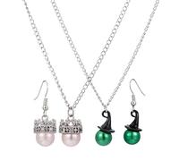 Gujjdgk Lot de 2 colliers d'amitié assortis et boucles d'oreilles - Bracelets de sorcière - Cadeaux de Noël pour femme, meilleure amie, couple, fans de meilleures amies