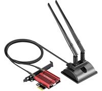 GUJL-Carte Pcie Wifi 6E Avec Antenne D'Extension De 2 Mètres Pour Pc De Bureau,Puce Intel Ax210,802.11Ax,Bt 5.3,Compatible Avec Windows 11/10/Linux,Compatible Avec Les Cartes Mères Intel/Amd