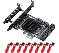 GUJL-Sata Pcie Carte 8 Ports Sata Asm1064 + 575 3.0 Carte Pcie Avec 8 Câbles Sata Carte D'Extension Contrôleur 6 Gbit/S Prend En Charge Windows Xp/7/8/10/Mac