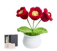 GUJOXILA Fleur crochetée rouge muguet porte-bonheur cadeau pour femme, anniversaire, Saint-Valentin, fête des mères, remerciement, enseignante, décoration de bureau