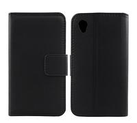 Gukas Design Veritable Cuir Etui pour ASUS ZenFone Live ZB501KL 5.0" Housse Coque Premium Case Cover Flip Protecteur Portefeuille Genuine Leather Cas Couverture Wallet (Noir)