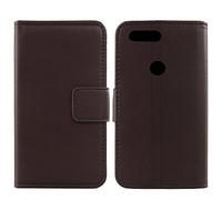 Gukas Design Veritable Cuir Etui pour Oneplus 5T A5010 6" Housse Coque Premium Case Cover Flip Protecteur Portefeuille Genuine Leather Cas Couverture Wallet (Marron Fonce)
