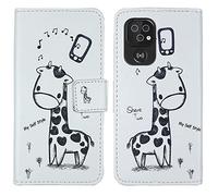 Gukas Flip Business PU Cuir Housse Coque Étui pour Doro 8100/8100 Plus / 8110/8110 Plus TPU Silicone Cas Téléphone Couverture Protecteur Portefeuille Cover Case Support Book Stand (Giraffe)