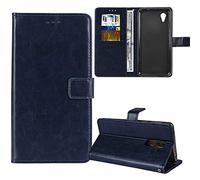 Gukas Flip Premium Retro Business Cuir Housse Magnétique Téléphone Coque pour Orange Rise 54 / Alcatel 1 5 inch Étui Cas Couverture Protecteur Gel TPU Silicone Portefeuille Stand Cover (Bleu Fonce)