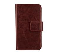 Gukas Housse Coque pour Caterpillar Cat S60 4.7" PU Leather Cuir Etui Case Cover Flip Protection Portefeuille Wallet Brun