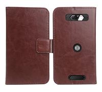 Gukas Housse Coque pour Crosscall Core-M5 4.95" PU Cuir Etui Leather Case Cover Flip Cas Couverture Protecteur Portefeuille Book Wallet (Brun)