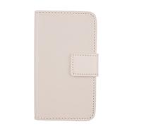 Gukas Housse Coque pour HomTom HT26 4.5" PU Leather Cuir Etui Case Cover Flip Protection Portefeuille Wallet Blanc