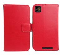 Gukas Housse Coque pour Logicom Le Omega 5.45" PU Cuir Etui Leather Case Cover Flip Cas Couverture Protecteur Portefeuille Book Wallet (Rouge)