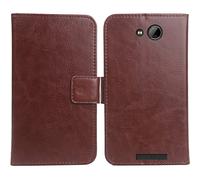 Gukas Housse Coque pour Logicom Le Swipe 5" PU Cuir Etui Leather Case Cover Flip Cas Couverture Protecteur Portefeuille Book Wallet (Brun)