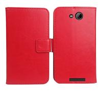 Gukas Housse Coque pour Logicom Le Swipe 5" PU Cuir Etui Leather Case Cover Flip Cas Couverture Protecteur Portefeuille Book Wallet (Rouge)