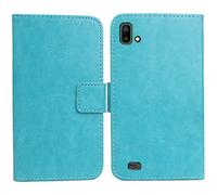 Gukas Housse Coque pour SFR Altice E54 5.99" PU Cuir Etui Leather Case Cover Flip Cas Couverture Protecteur Portefeuille Book Wallet (Bleu)