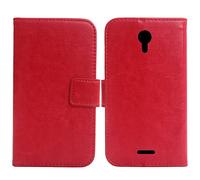 Gukas Housse Coque pour Wiko Jerry 2 5" PU Leather Cuir Etui Case Cover Flip Protection Portefeuille Wallet Rouge