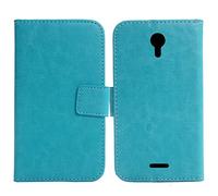 Gukas Housse Coque pour Wiko Jerry 2 5" PU Leather Cuir Etui Case Cover Flip Protection Portefeuille Wallet Bleu