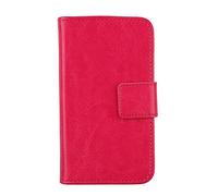 Gukas Leather Housse Portefeuille Pour Logicom 5" 4G LTE Quadcore - L-ite 502 Cuir PU Flip Coque Cover Etui Case Protection Rose