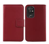 Gukas Veritable Cuir Etui pour Doro 8100/8110 / 8100 Plus 6.1" Housse Coque Premium Case Cover Flip Cas Couverture Protecteur Portefeuille Leather Wallet (Rouge Fonce)
