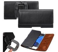 Gukas Veritable Noir Universel Clip Cuir Clapet de Ceinture Coque Pince Genuine Belt Holster Boucle Housse Case pour Doro Secure 580 (127) / PhoneEasy 613 611 508 632 631 745 621 612 6030