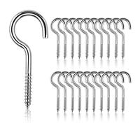 Gukasxi 20 Pièces Crochets Visseurs Acier Inoxydable 304 M5x65 Piton Oeil Bricolage Travaux Manuels Cadres Bois (Argent)