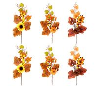 Gukasxi 6 Morceaux d'érable Artificiel Lame de Fleurs décoration 35 cm Feuilles d'automne vignes pour Le Jardin Balconie Cuisine Cuisine esthétique décoration de Salle d'automne décoration
