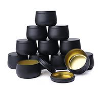 Gukasxi - Lot de 12 boîtes à bougies en métal de 250 ml avec couvercle pour la fabrication de bougies - En aluminium - Pour la fabrication de bougies - Noir