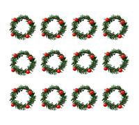 Gukasxi Lot de 12 mini couronne de Noël de 4,9 cm avec baies artificielles pour décoration de table de mariage rustique