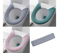 Gukasxi Lot de 3 Housses chauffantes Douces et épaisses pour siège de Toilette, Style Bouton 3 Couleurs, Tapis de Salle de Bain Lavable et réutilisable, Tapis de siège de Toilette Universel