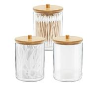 Gukasxi Lot de 3 supports en acrylique avec couvercles en bambou pour salle de bain